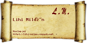 Lihi Milán névjegykártya